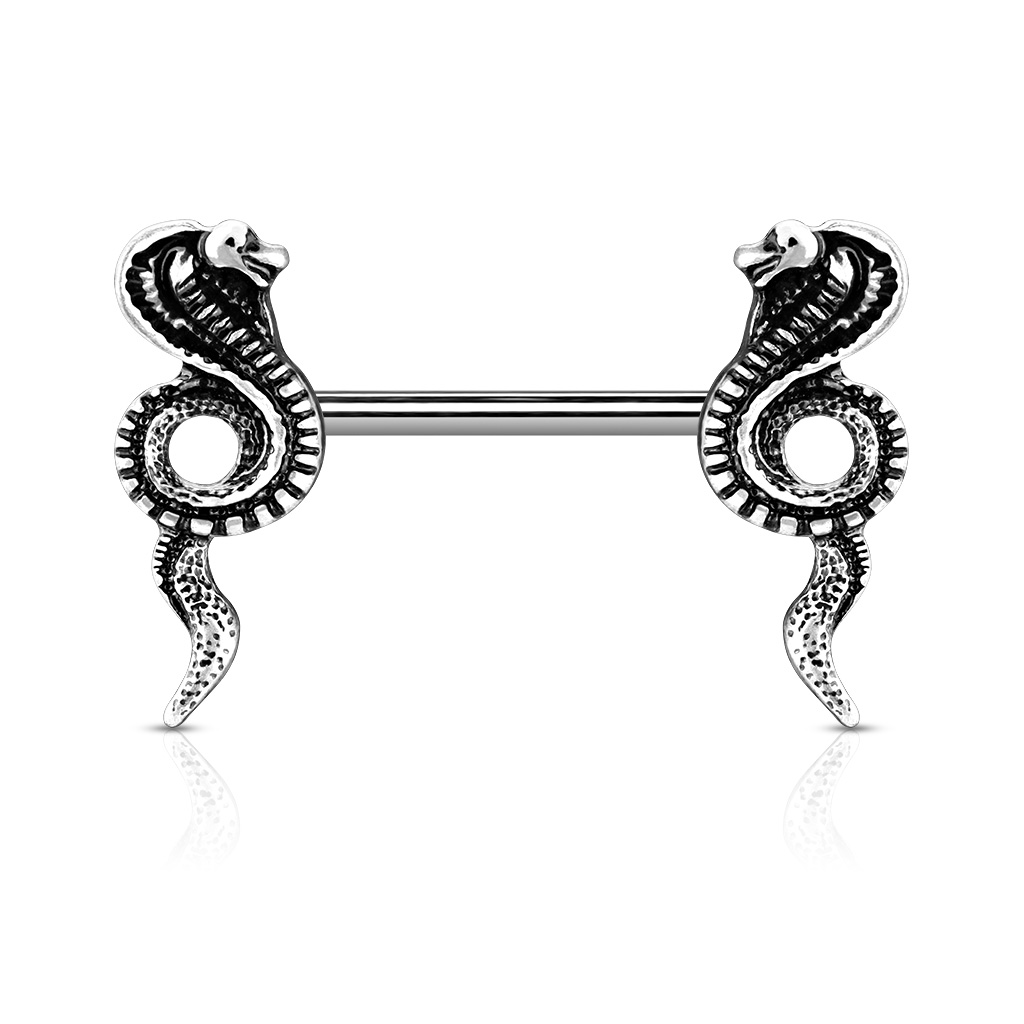 Brustwarzenpiercing mit Kobra Schlangen