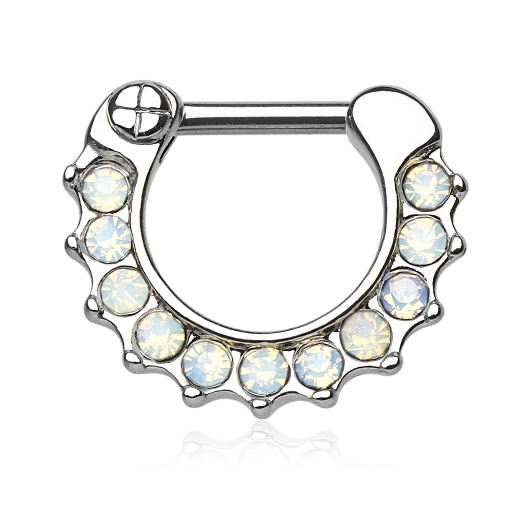 Septumpiercing mit eingefassten Opalitsteinen
