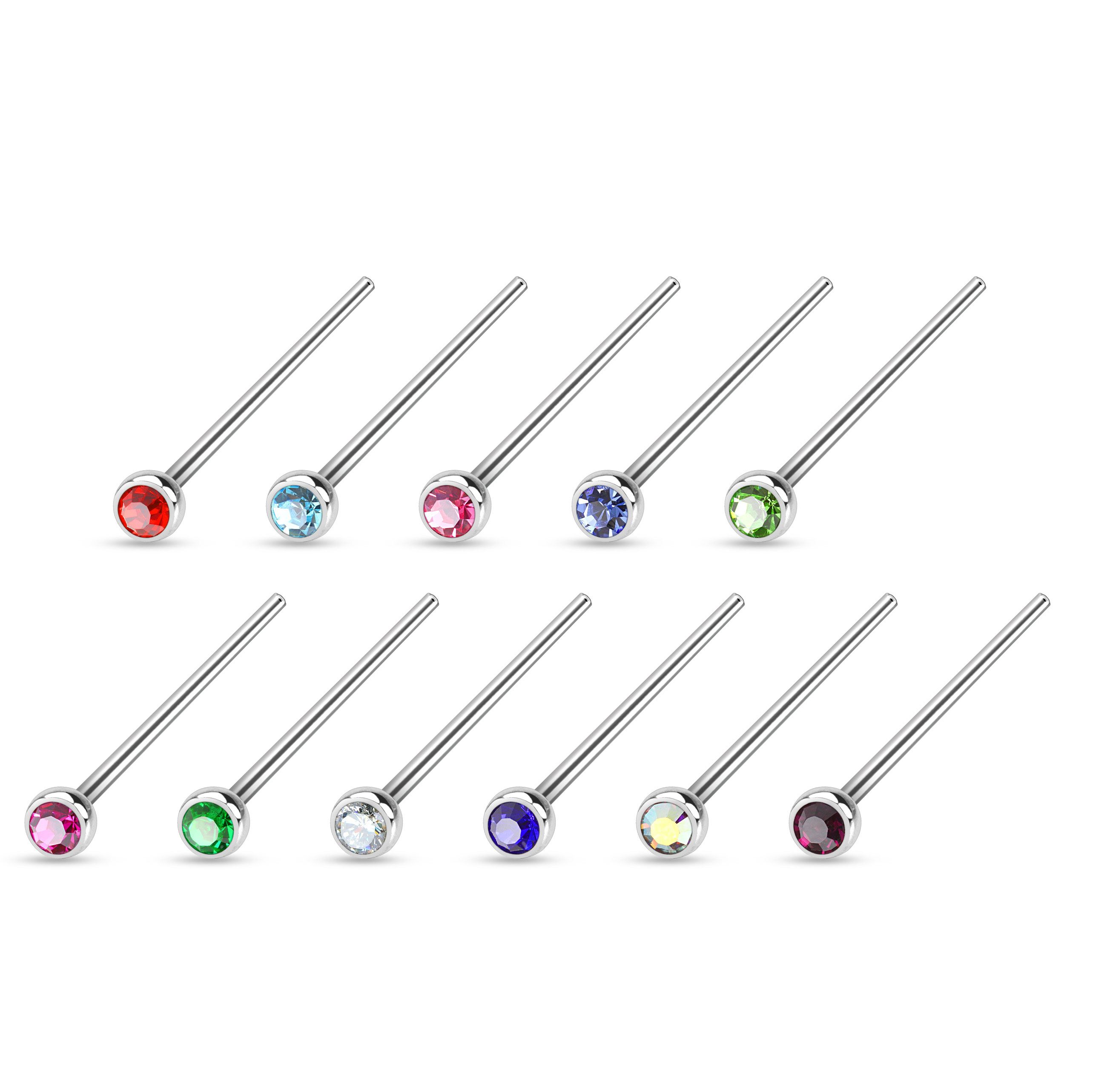 Fish Tail Nasenpiercing mit eingelassenem Stein