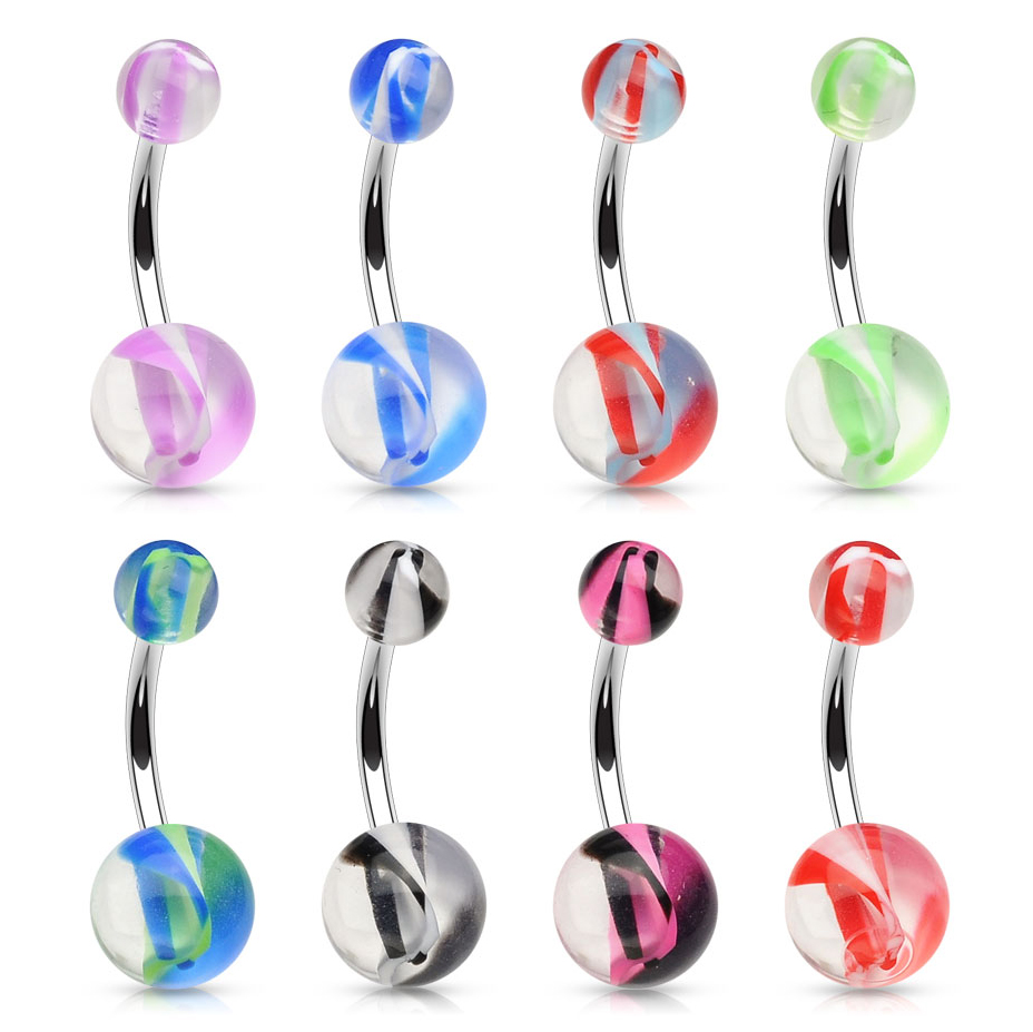 8 Bauchnabelpiercings mit Mamorkugeln