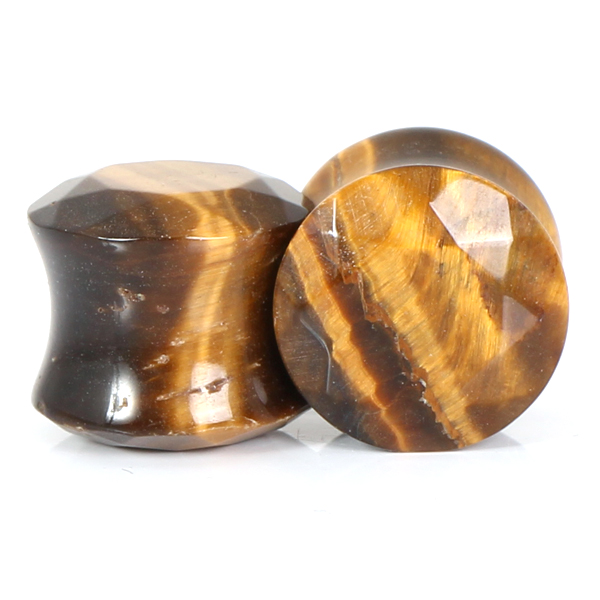 Facettengeschliffener Plug aus Tigerauge