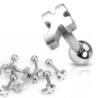Traguspiercing mit Kreuz