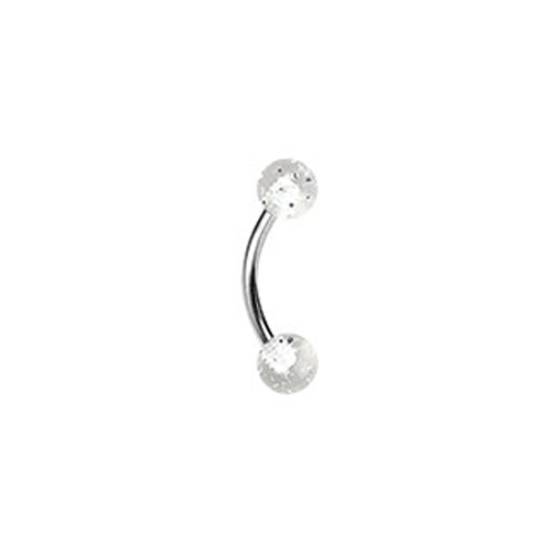 Gebogener Piercingstecker mit Acrylkugeln