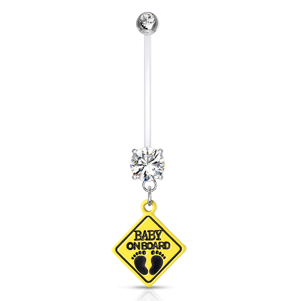 Bauchnabelpiercing für Schwangere mit Baby an Bord Schild