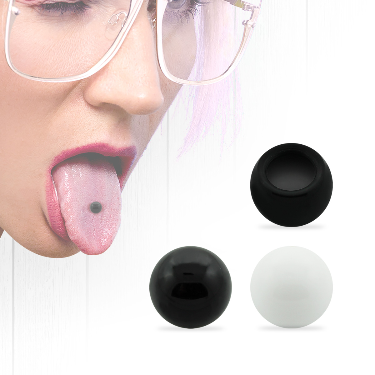 Fake Zungenpiercing aus Acryl