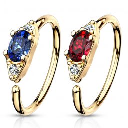 Ring mit ovalem Stein in mehreren Farben