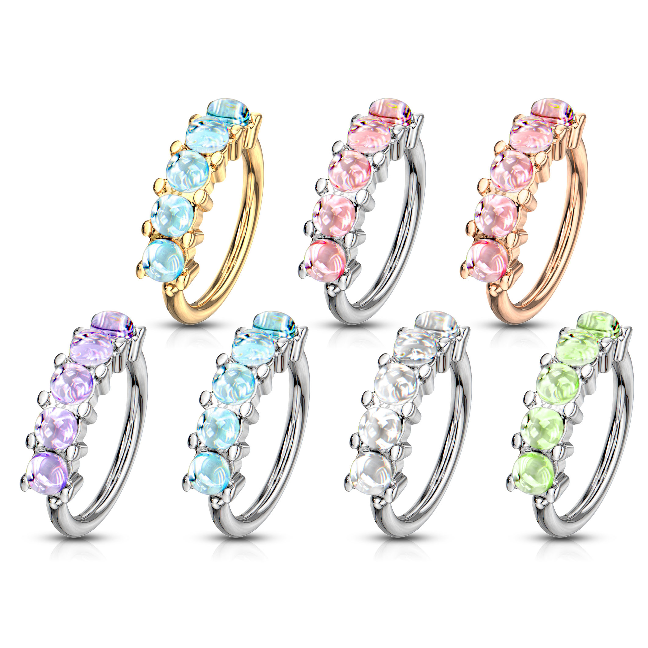 Ring mit reflektierenden Steinen an der Seite